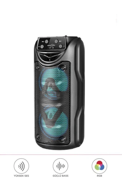1558 3 inc RGB Ledli Radyolu Taşınabilir Bluetooth Hoparlör Parti Speaker - 4