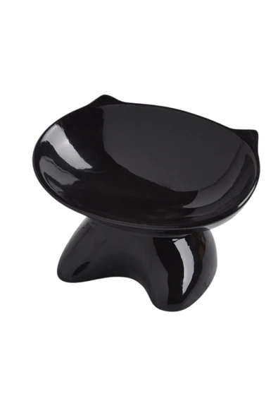 Siyah Özel Tasarım Lüks Kedi Mama Kabı - Resim 2