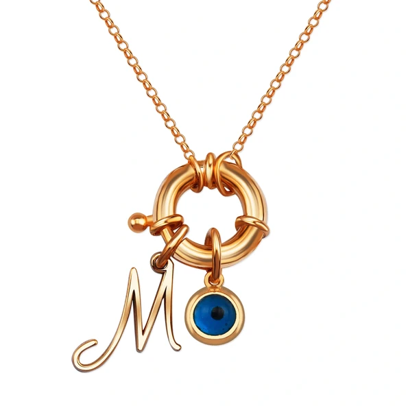 Charm Lock Harf Gümüş Kolye ürün görseli 1