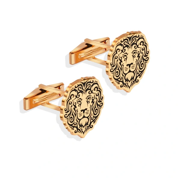 İhtişamlı Aslan Gümüş Kol Düğmeleri ürün görseli 1