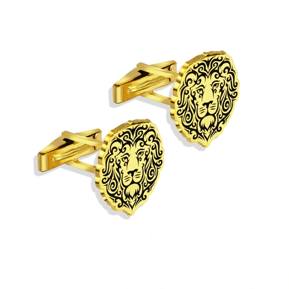 İhtişamlı Aslan Gümüş Kol Düğmeleri ürün görseli 1