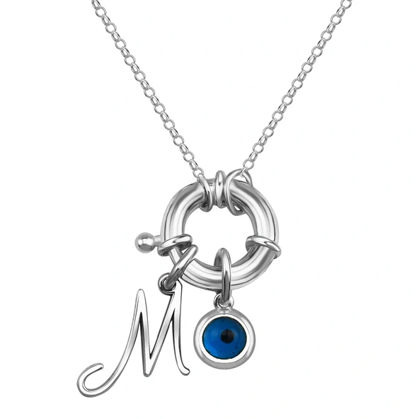 Charm Lock Harf Gümüş Kolye ürün görseli 1