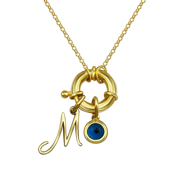 Charm Lock Harf Gümüş Kolye ürün görseli 1