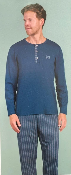 Pijadore Erkek %100 Pamuk Süprem Mevsimlik Uzun Kollu Pijama Takımı 1934 - 5