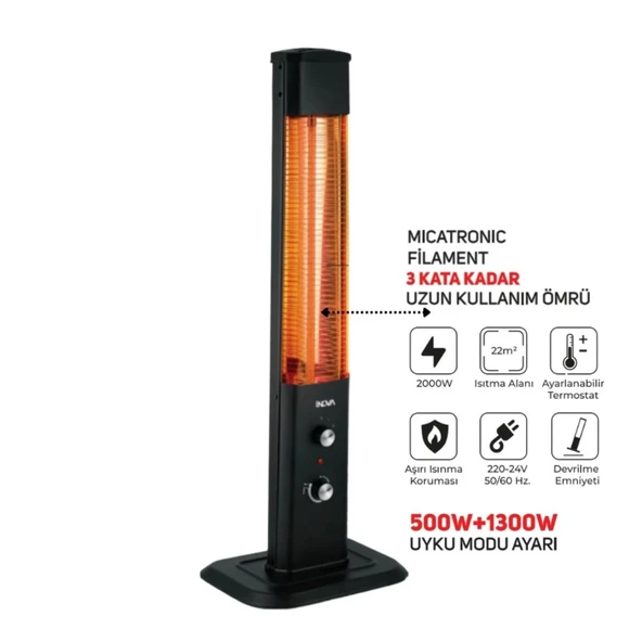 İNOVA MAUNA LÜX ÇİFT DÜĞMELİ LÜX DİK ISITICI 1800W - Resim 2