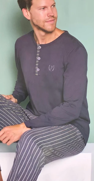 Pijadore Erkek %100 Pamuk Süprem Mevsimlik Uzun Kollu Pijama Takımı 1934 - 3