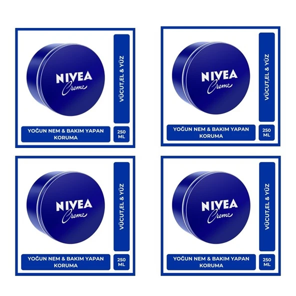 Nivea Creme, Nemlendirici Krem - 250 ml x 4 Adet