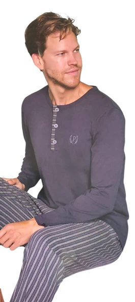 Pijadore Erkek %100 Pamuk Süprem Mevsimlik Uzun Kollu Pijama Takımı 1934