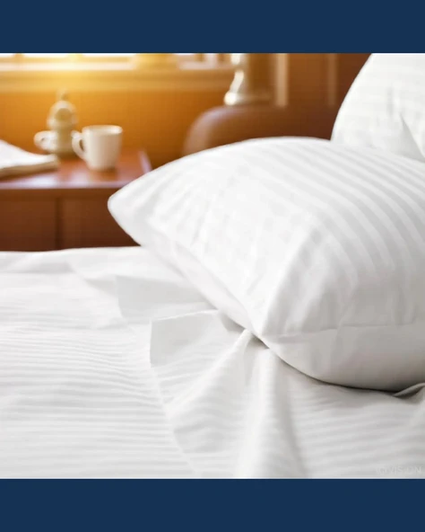 Solivane Otel Tipi Lüks Yastık Kılıfı | 83 Tel Pamuk Saten Çizgili Kumaş | Queen Size 60x80 - 8