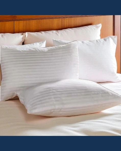 Solivane Otel Tipi Lüks Yastık Kılıfı | 83 Tel Pamuk Saten Çizgili Kumaş | Queen Size 60x80 - 4