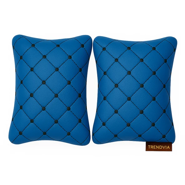 Mavi Renk Oto Boyun Yastığı 2’li  Kapitone Araç Sürüş Desteği ve Seyahat Yastığı