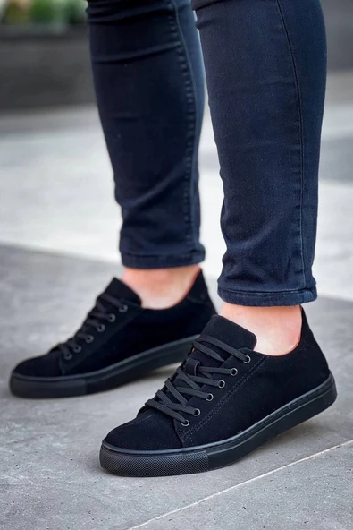 KB-122   Kuback Siyah Süet Siyah Yüksek Taban Bağcıklı Günlük Erkek Ayakkabı - Resim 2