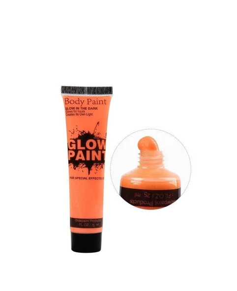 Karanlıkta Parlayan Fosforlu Neonlu Glow Parti Yüz Boyası Vücut Kremi Turuncu Renk - 3