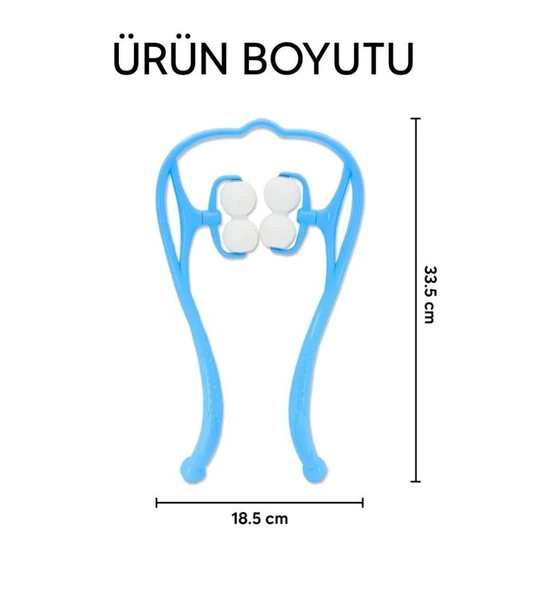 Boyun Bacak Ayak Bel Masaj Aleti Çok Fonksiyonlu Manuel 4 Tekerlekli - Mavi EVV-83322M4 - Resim 2