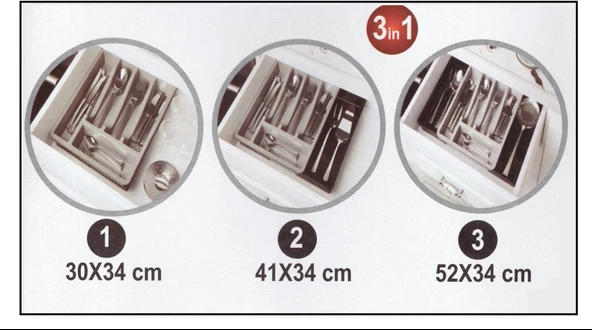 Kayar Kaşıklık Organizeri - 3 Aşamalı Sürgülü - Sağ Sol Açılır EVV-81270Y3AS - Resim 2
