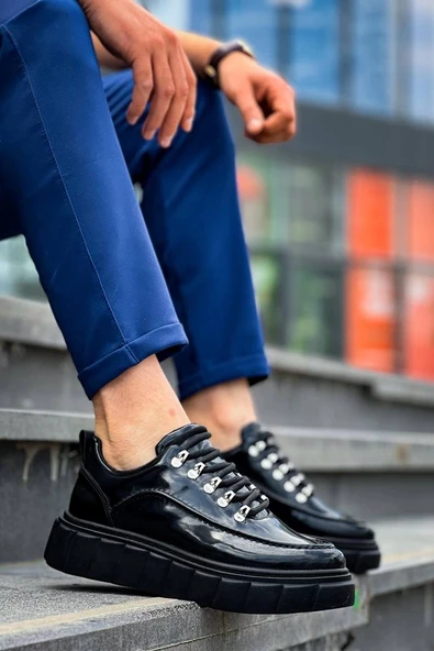 KB-X10 Kuback Siyah Rugan Siyah Yüksek Taban Günlük Spor Ayakkabı ürün görseli 1