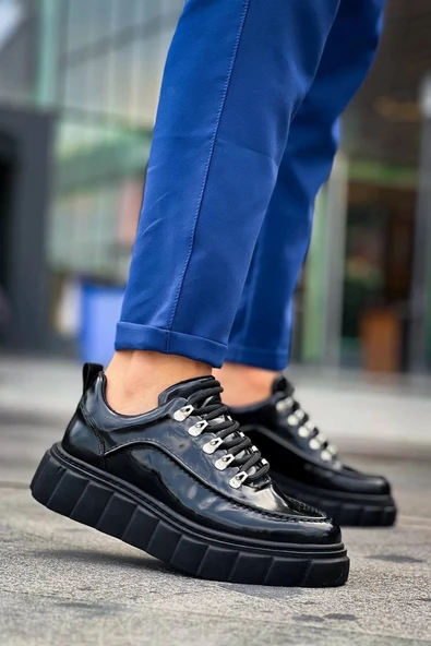 KB-X10 Kuback Siyah Rugan Siyah Yüksek Taban Günlük Spor Ayakkabı - Resim 4