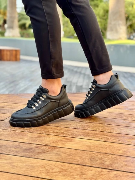 KB-X10 Kuback Kömür Cilt Yüksek Taban Günlük Spor Ayakkabı - Resim 2