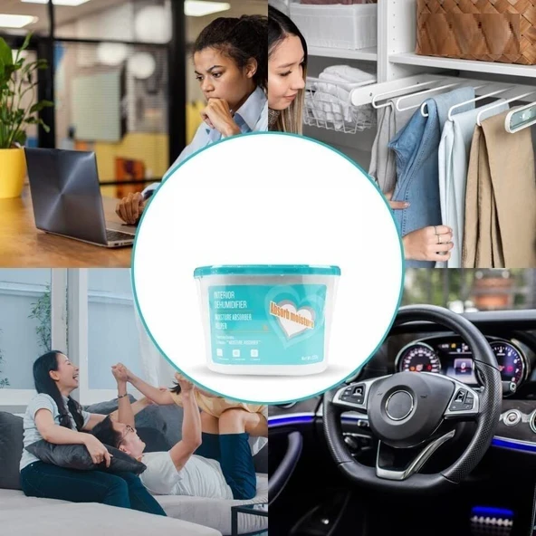 600 ML Nem Alıcı Rutubet Giderici Aparat - Limonlu Mutfak Salon Banyo Küf Koku Alıcı Granül EVV-83586 - Resim 4