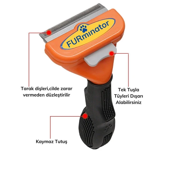 Uzun Tüylü Köpekler İçin Kolay Tarama Fırçası Temizlenebilir Çelik Tarak Tüy Toplayıcı Medium EVV-YTA14XYT4013M - Resim 2