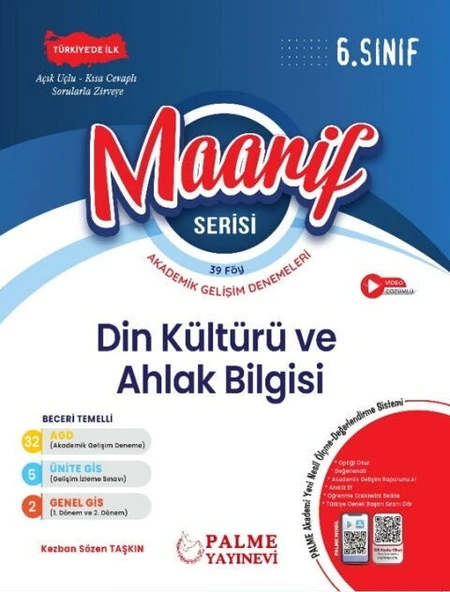 6. Sınıf Maarif Serisi Din Kültürü Ve Ahlak Bilgisi Haftalık Deneme Palme Yayınları ürün görseli 1