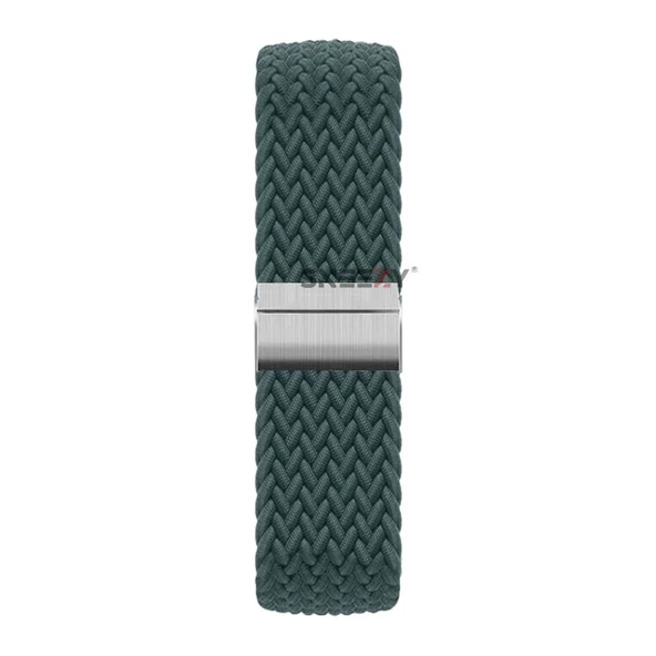 Sneezy Huawei Watch GT5 41mm İle Uyumlu Metal Klips Solo Fiberlink Kumaş Örgü Kordon  Petrol - 2