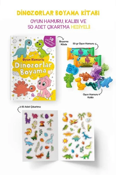 Dinozorlar Boyama Kitabı - Oyun Hamurlu - 3 Yaş + ürün görseli