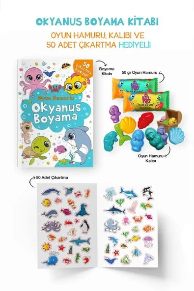 Okyanus Boyama Kitabı - Oyun Hamurlu - 3 Yaş + ürün görseli