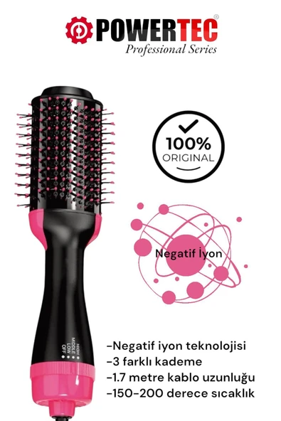 Powertec Tr-90 Profesyonel Saç Şekillendirici Ve Saç Düzleştirici Fön Tarağı İyon Özellikli - Resim 2