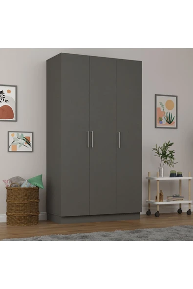 3 Kapaklı Gardrop 120cm  Antrasit 218 cm - Resim 3