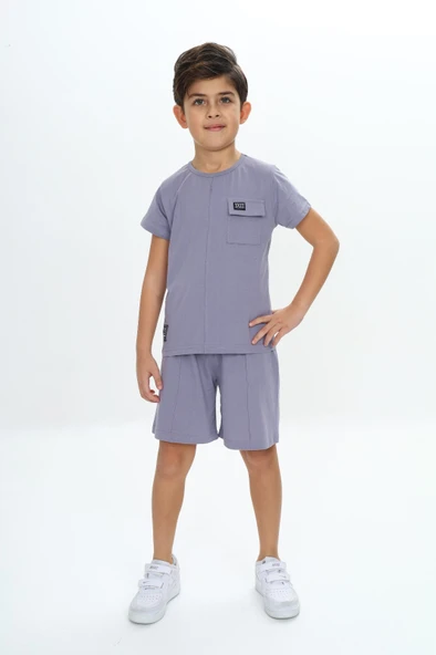 Toontoy Erkek Çocuk Göğsü Cepli Armalı Şortlu Takım - Resim 9