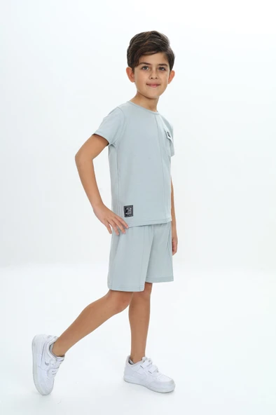 Toontoy Erkek Çocuk Göğsü Cepli Armalı Şortlu Takım - Resim 2