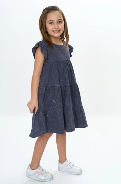 Toontoy Kız Çocuk Yıkamalı Elbise - 4