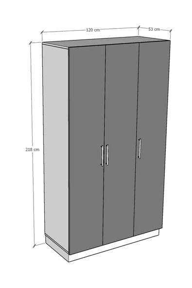 3 Kapaklı Gardrop 120cm  Petra 218 cm - Resim 6