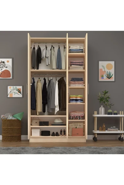 3 Kapaklı Gardrop 120cm  Akça Ağaç 218 cm - Resim 4