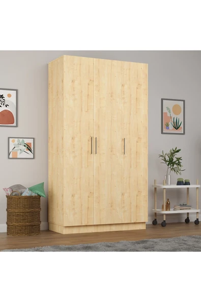 3 Kapaklı Gardrop 120cm  Safir Meşe 218 cm - Resim 3