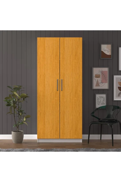 Sonamo Modern Dolaplı Çalışma Masası Kitaplıklı Raflı Bilgisayar Ofis Ders Çalışma Yemek Masası  Afrika Ceviz-Beyaz - Resim 3