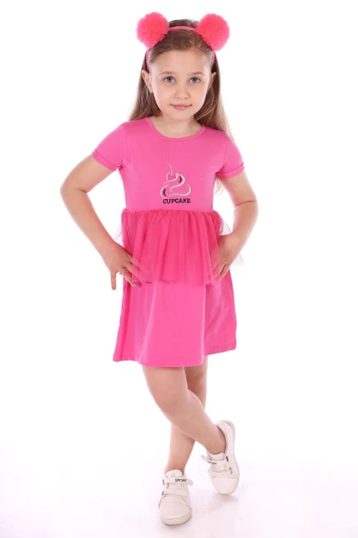 Toontoy Kız Bebek Cup Cake Nakışlı Elbise - 3