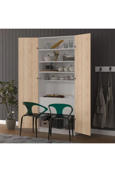 Sonamo Modern Dolaplı Çalışma Masası Kitaplıklı Raflı Bilgisayar Ofis Ders Çalışma Yemek Masası  Sonamo-Beyaz ürün görseli