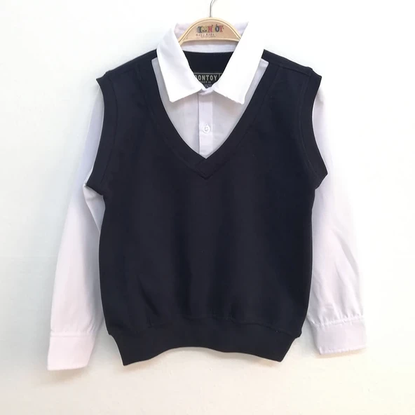 Toontoy Erkek Çocuk Gömlek Yaka Okul Sweatshirt - 3