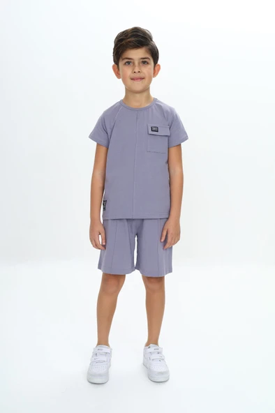 Toontoy Erkek Çocuk Göğsü Cepli Armalı Şortlu Takım - Resim 7