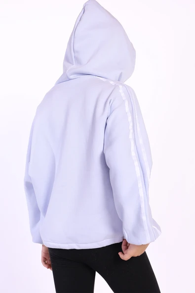 Toontoy Kız Çocuk Kol Üstü Şeritli Armalı Salaş Hırka - Resim 3