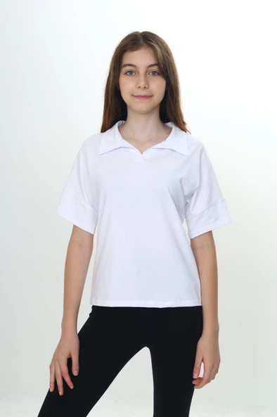 Toontoy Kız Çocuk Okul Polo Yaka Tişört - 5