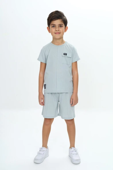 Toontoy Erkek Çocuk Göğsü Cepli Armalı Şortlu Takım ürün görseli 1