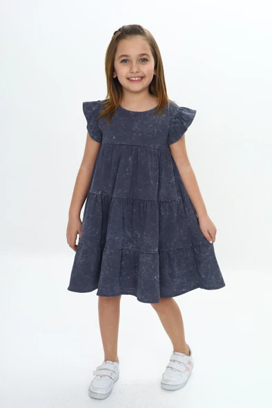 Toontoy Kız Çocuk Yıkamalı Elbise