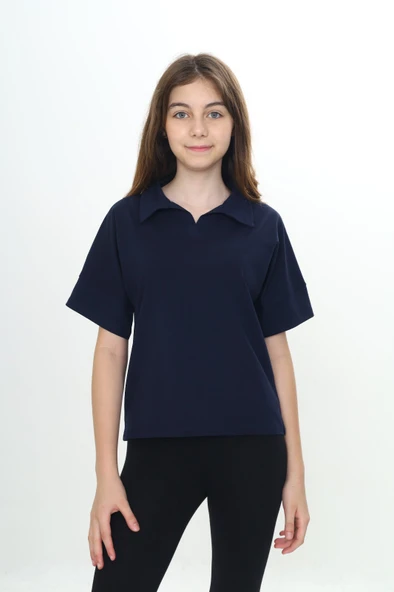 Toontoy Kız Çocuk Okul Polo Yaka Tişört - 3