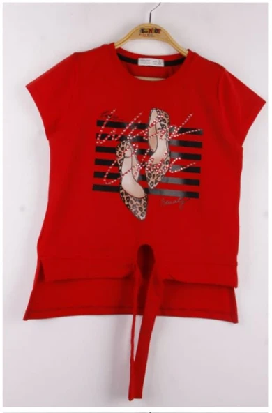 Toontoy Kız Çocuk Leopar Desenli Ayakkabı Baskılı Tişört