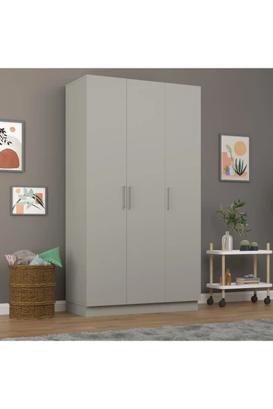3 Kapaklı Gardrop 120cm  Kül Gri 218 cm - Resim 3