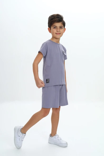 Toontoy Erkek Çocuk Göğsü Cepli Armalı Şortlu Takım - Resim 11