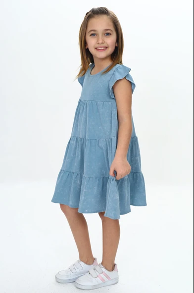 Toontoy Kız Çocuk Yıkamalı Elbise - 12